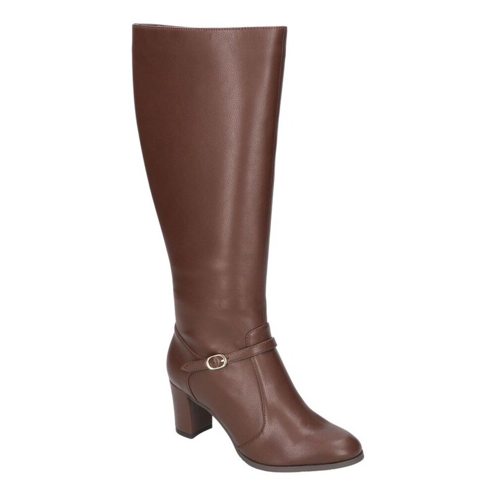 EASY STREET Womens Brown Buckled Missy Almond Toe Block Heel Riding Boot 8.5 W